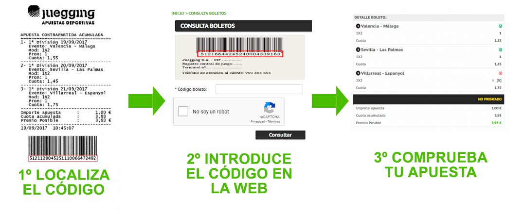 Comprobar apuesta web Juegging