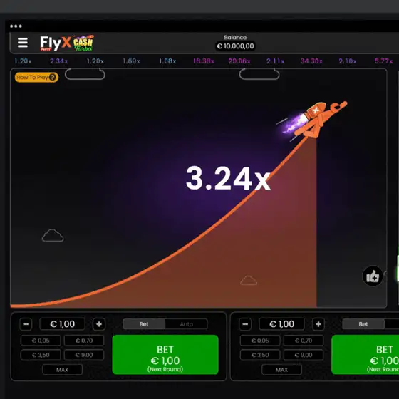 FlyX: el multiplicador sube en un crash game del casino de Juegging