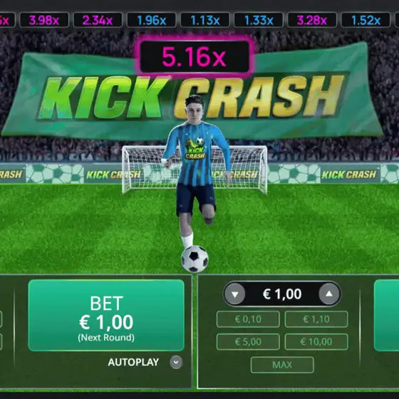 Crash game de temática de fútbol en el casino de Juegging